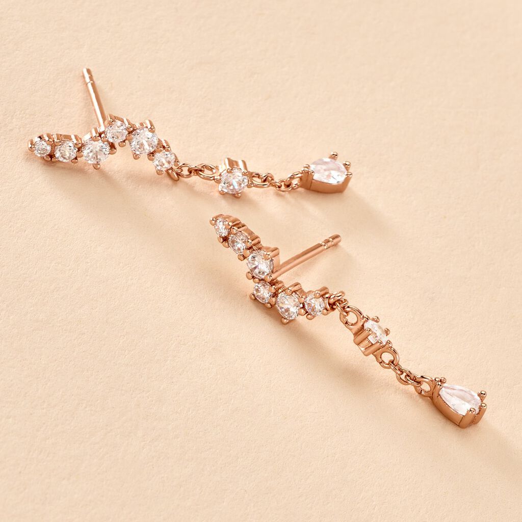 Boucles D'oreilles Pendantes Lir Argent Rose Oxyde De Zirconium