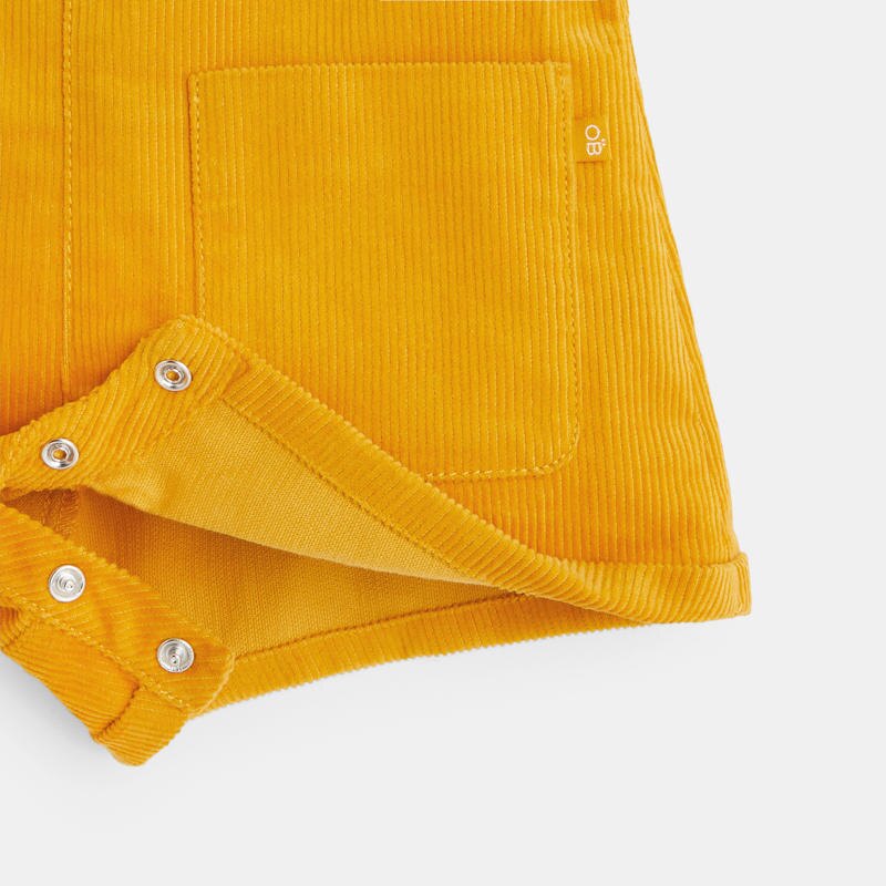 Salopette short en velours côtelé jaune bébé fille Jaune