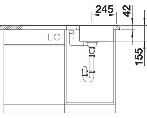Blanco LANTOS 5 S-IF spoelbak, 940 x 490 mm, roestvrij staal, geborstelde afwerking, 517281