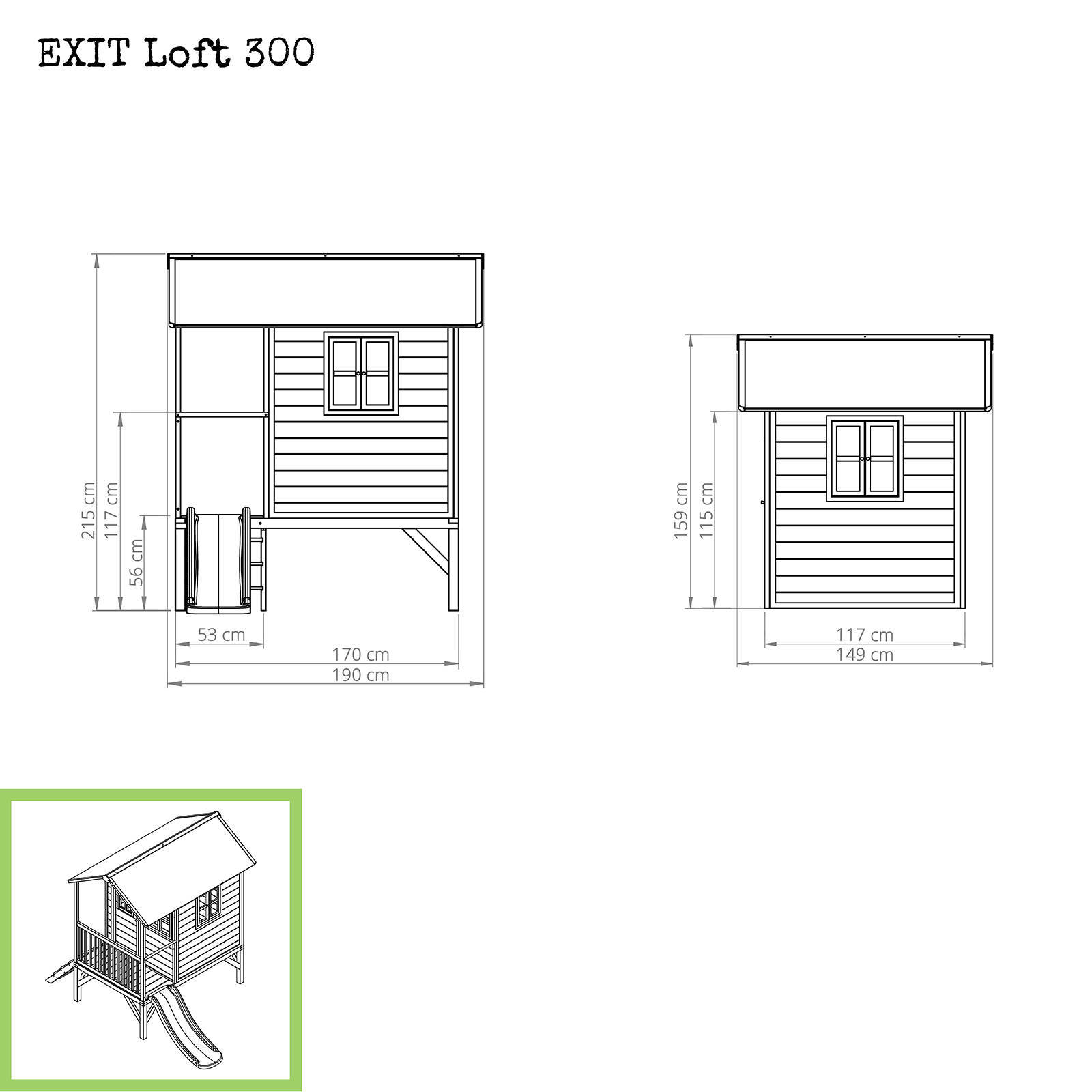 EXIT Loft 300 Loft 300 houten speelhuis - naturel