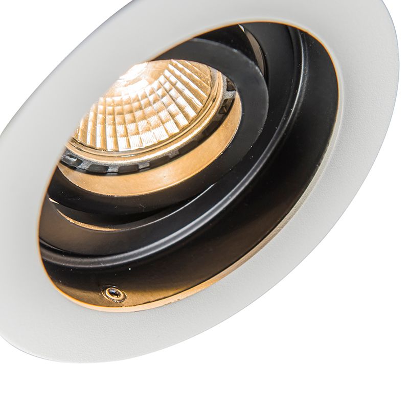 Moderne inbouwspot wit staal set van 5 - Rondoo
