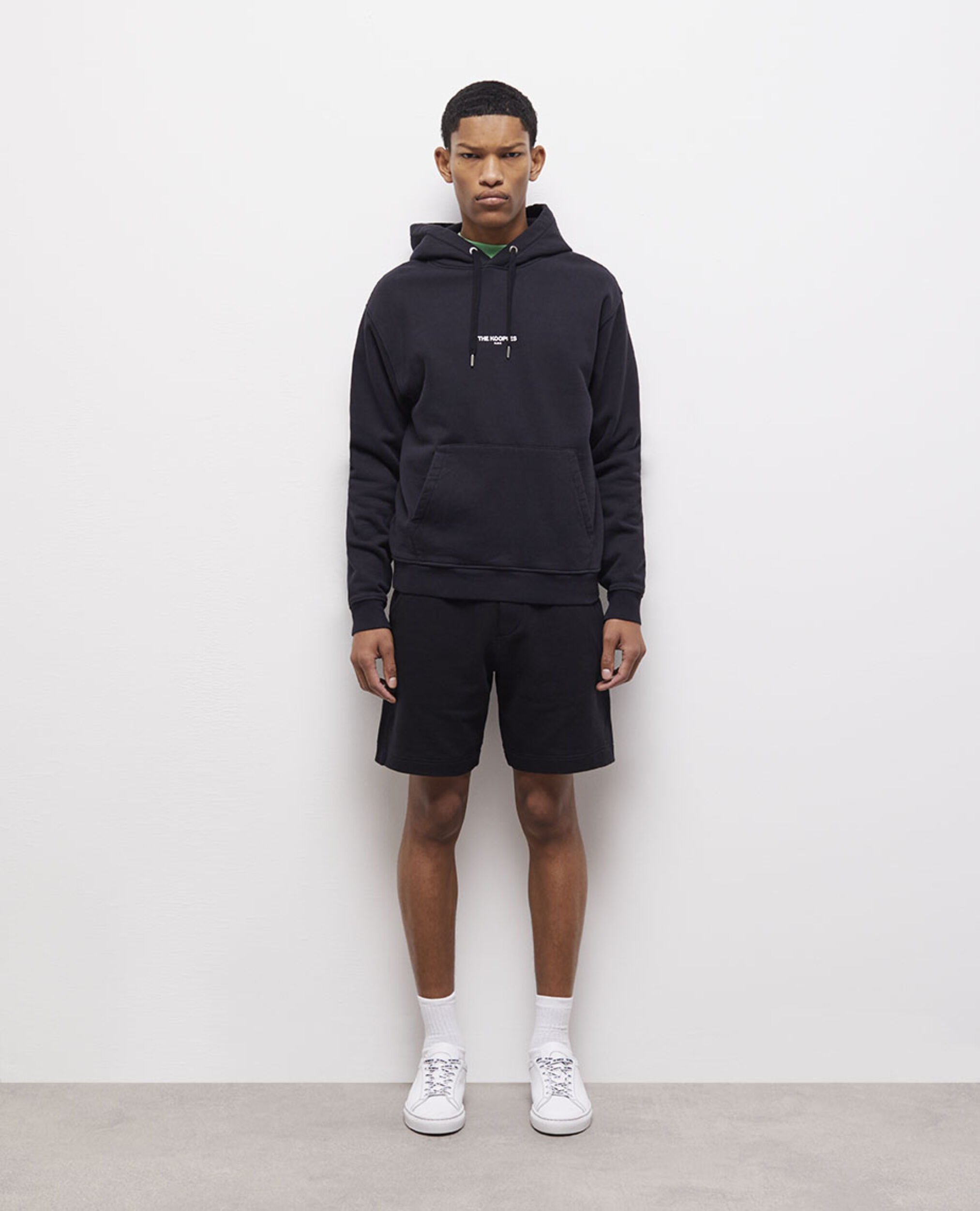 Sweat à capuche noir coton logo imprimé