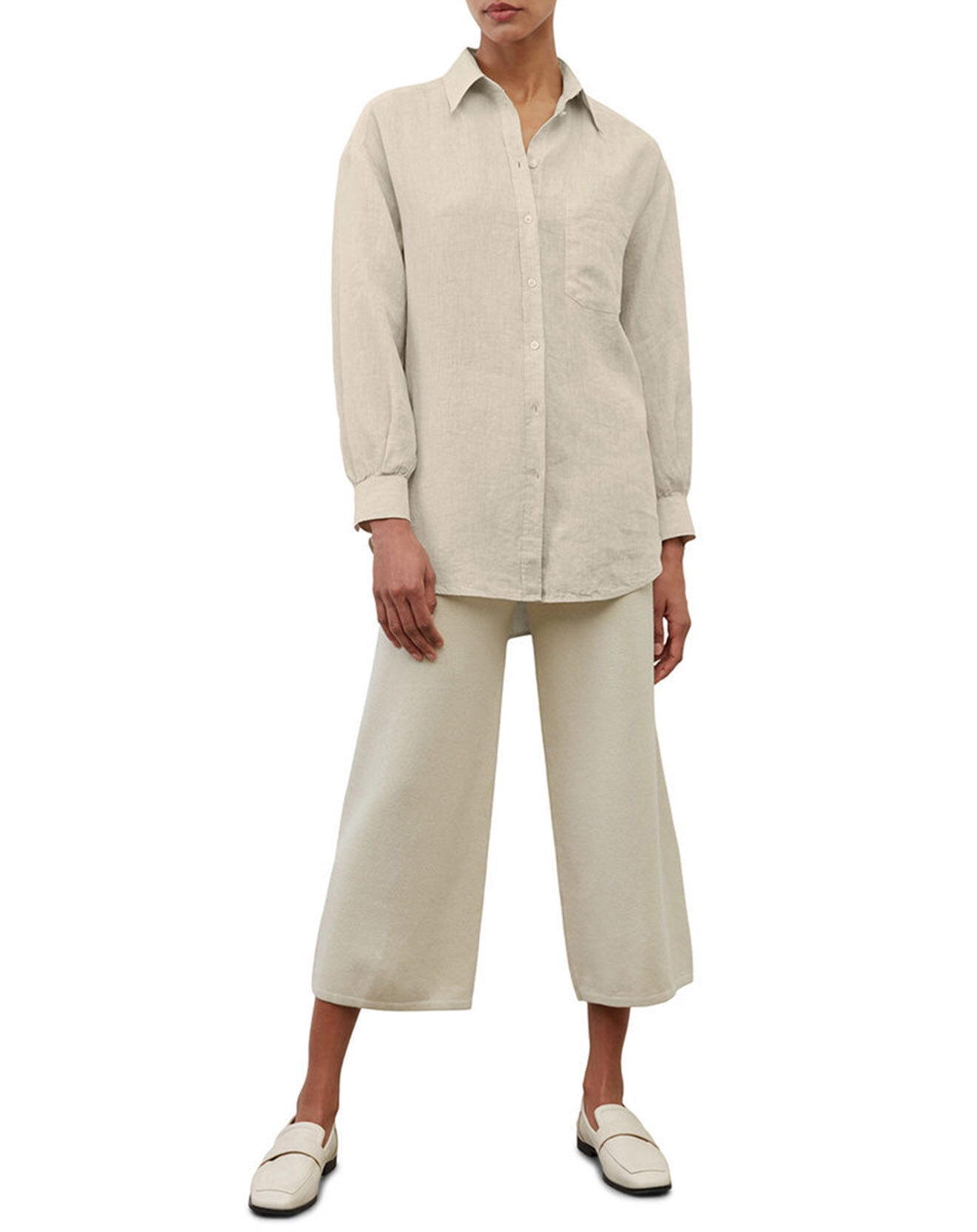 Marc O'Polo Chemise 100% Lin Drapé beige