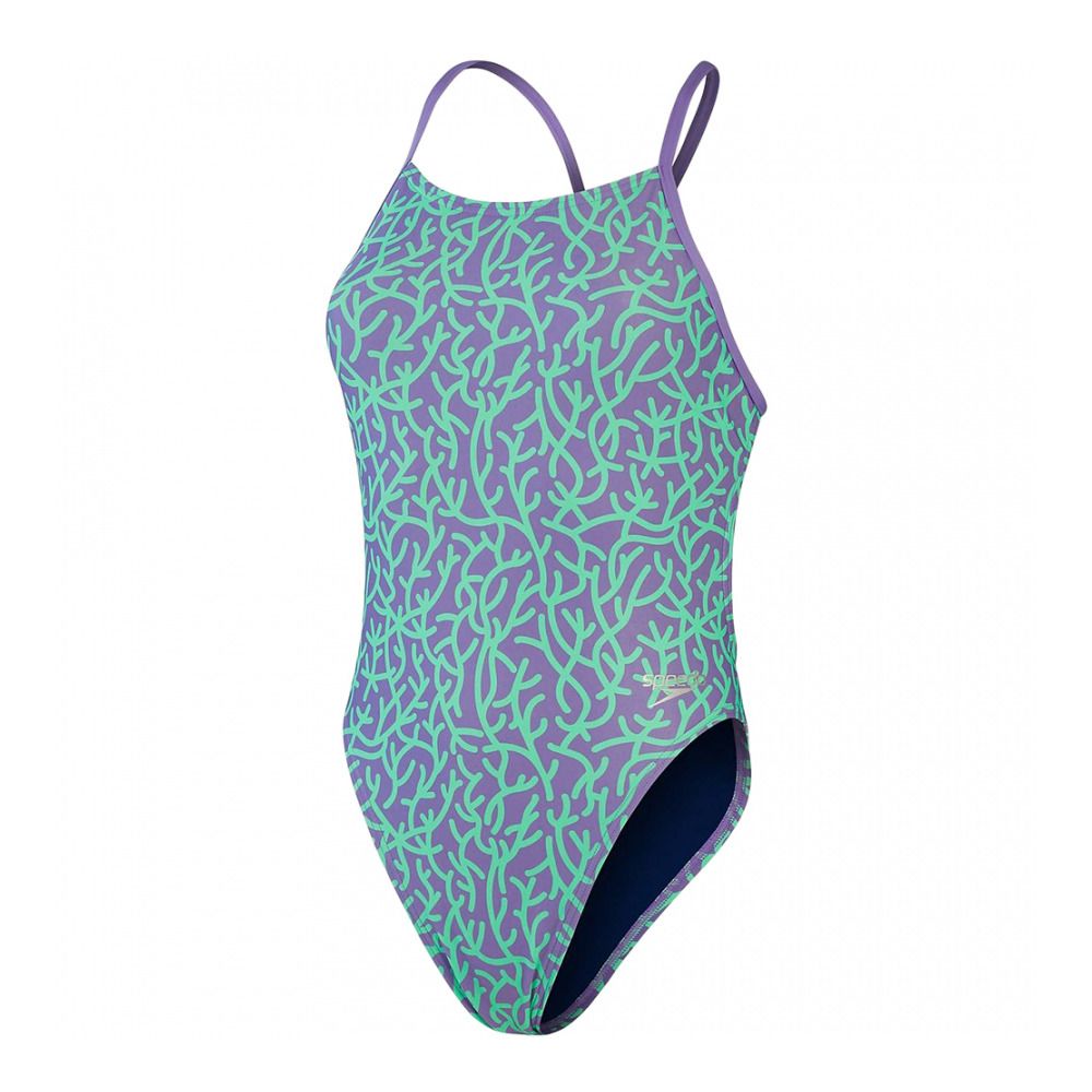 Speedo ECO+ ALLOVER TIE-BACK - Maillot de bain 1 pièce Femme purple
