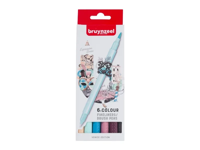 BRUYNZEEL SAKURA Bruynzeel Fineliner/brush pen set Venice | 6 colours