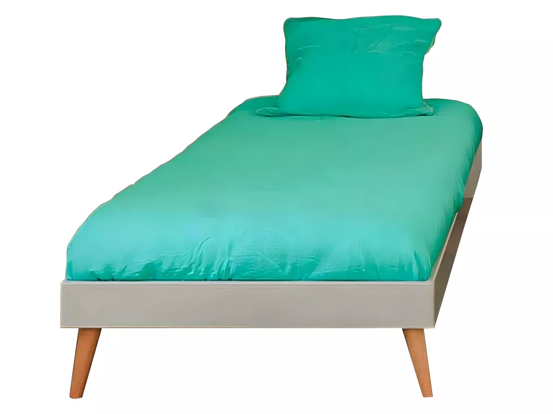 Lit avec pieds 90x190 cm bois massif gris clair DORIS
