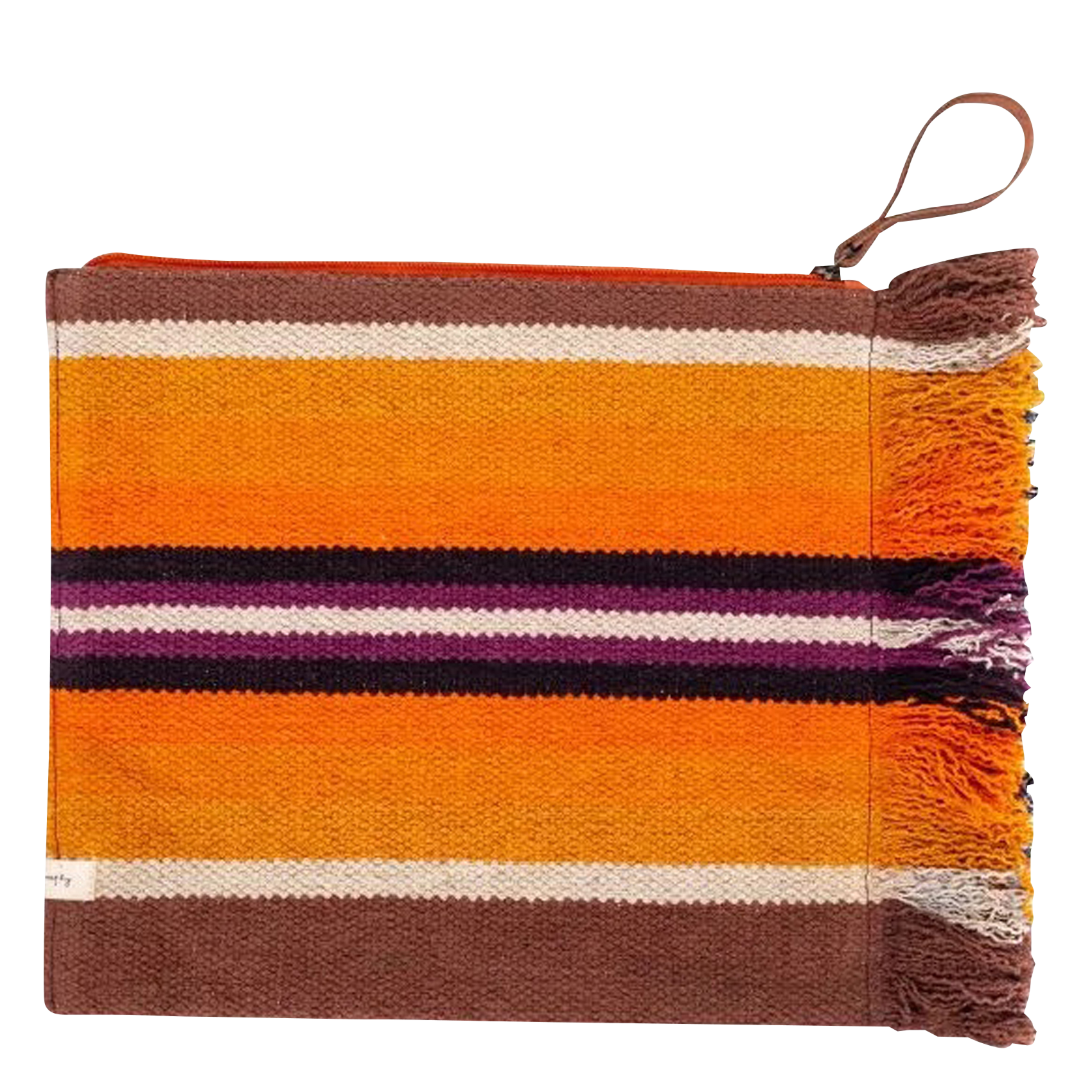 TEMPETE - Pochette à rayures frangée en coton | Multicolore