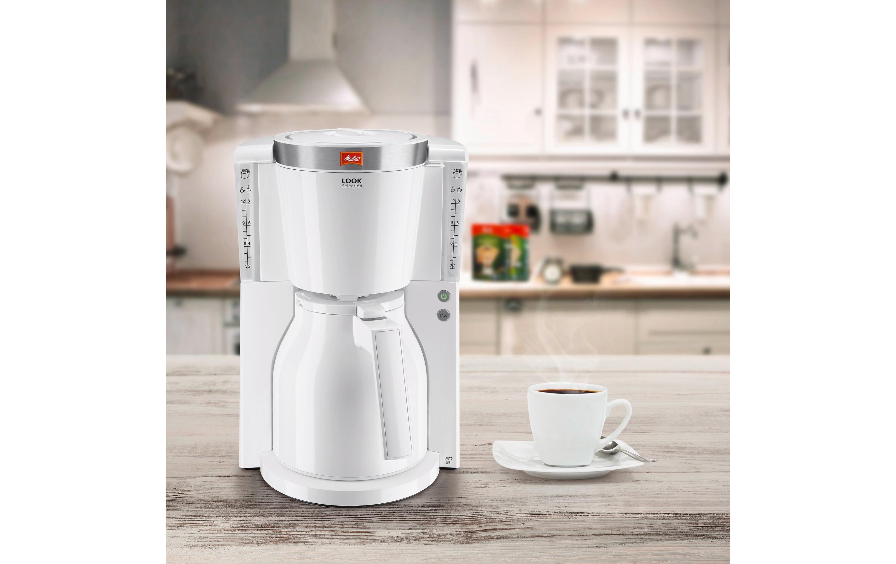 Filterkaffeemaschine Look Therm Selection WeissAus Kunststoff mit Edelstahlblende am Filterdeckel, weiss