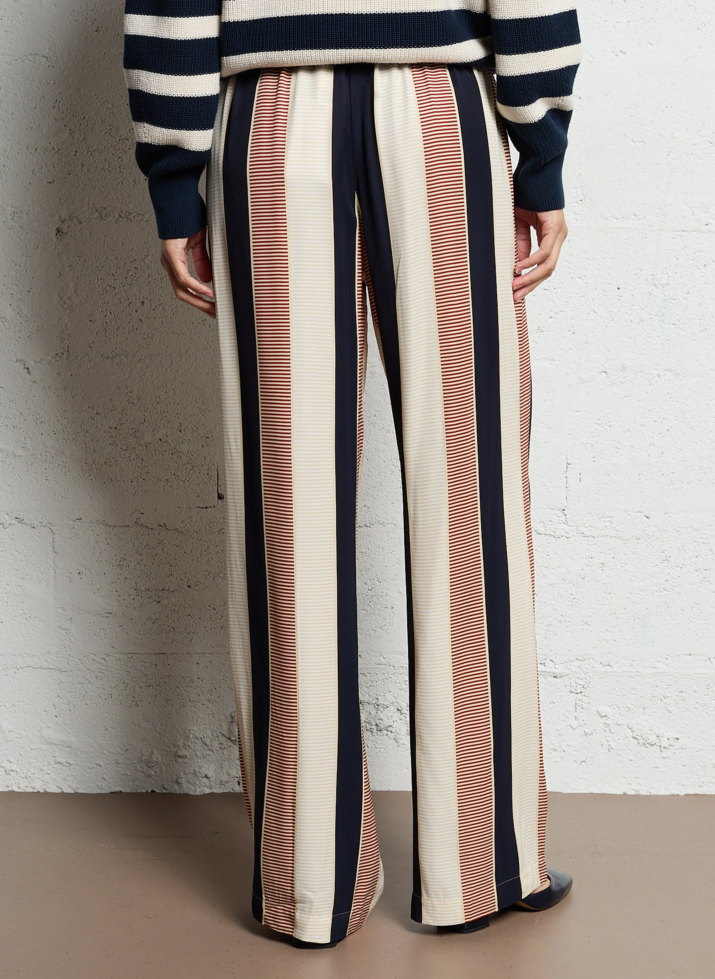 Pantalon large à rayures | Blanc