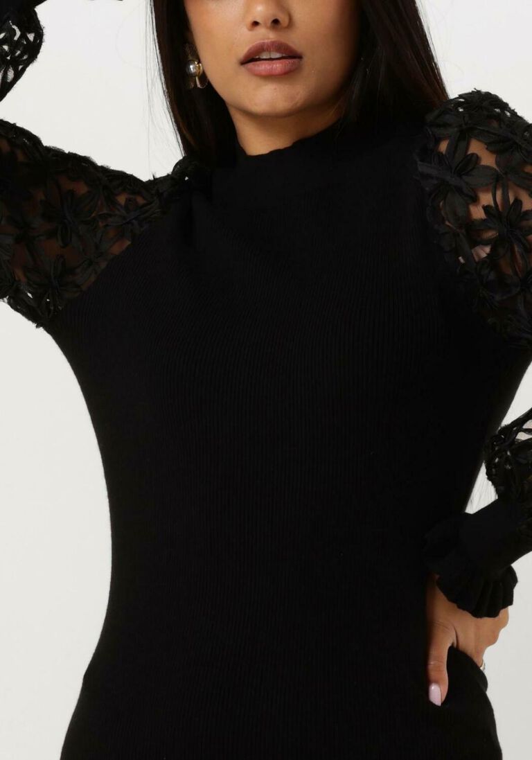 Y.A.S. zwarte y.a.s. mini jurk yasfrillme ls knit dress