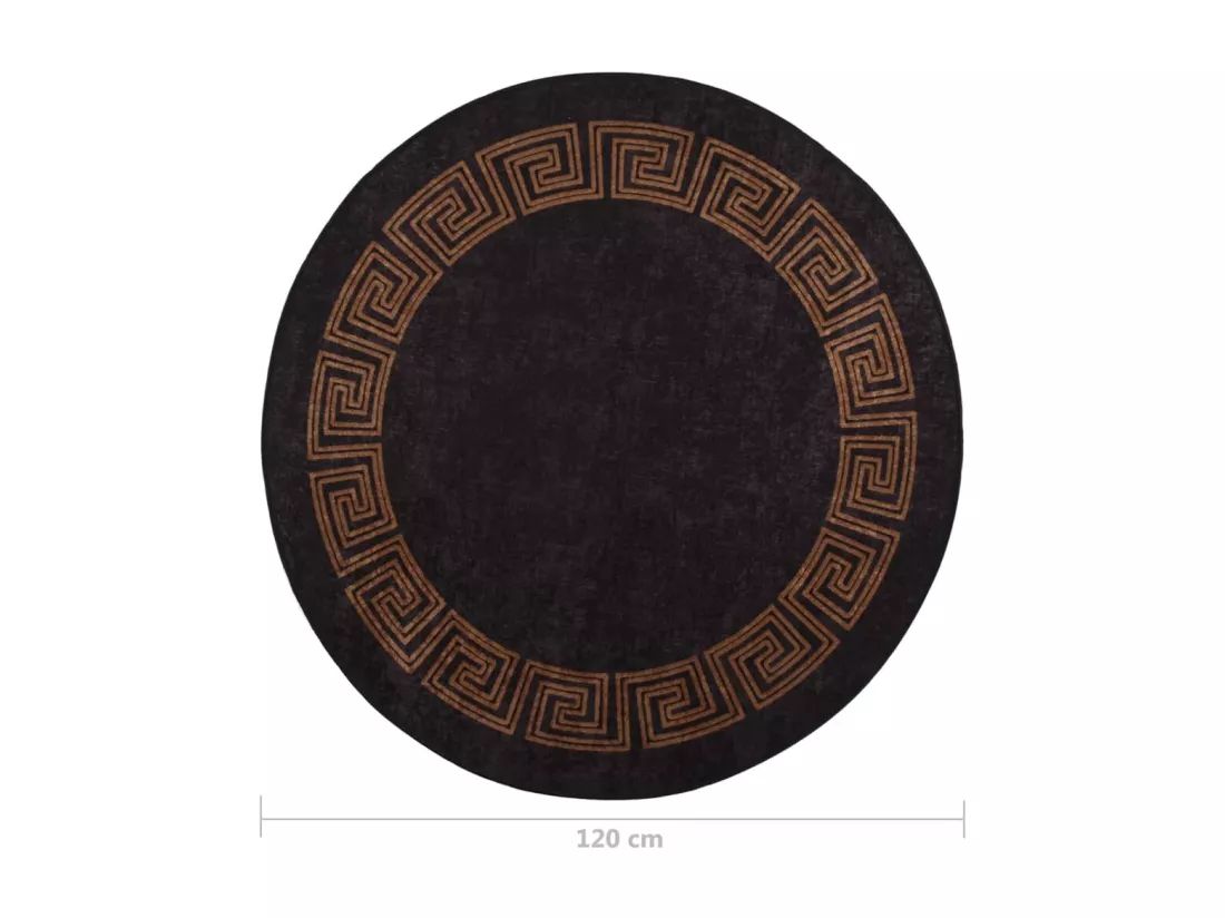 Tapis lavable antidérapant f120 cm noir et doré