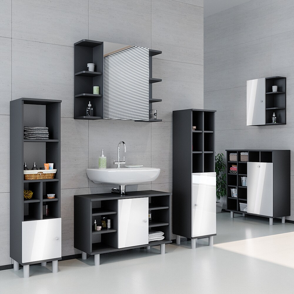 Vicco Badmöbel Set 4tlg Fynn Spiegelschrank Waschbeckenunterschrank Hochschrank
