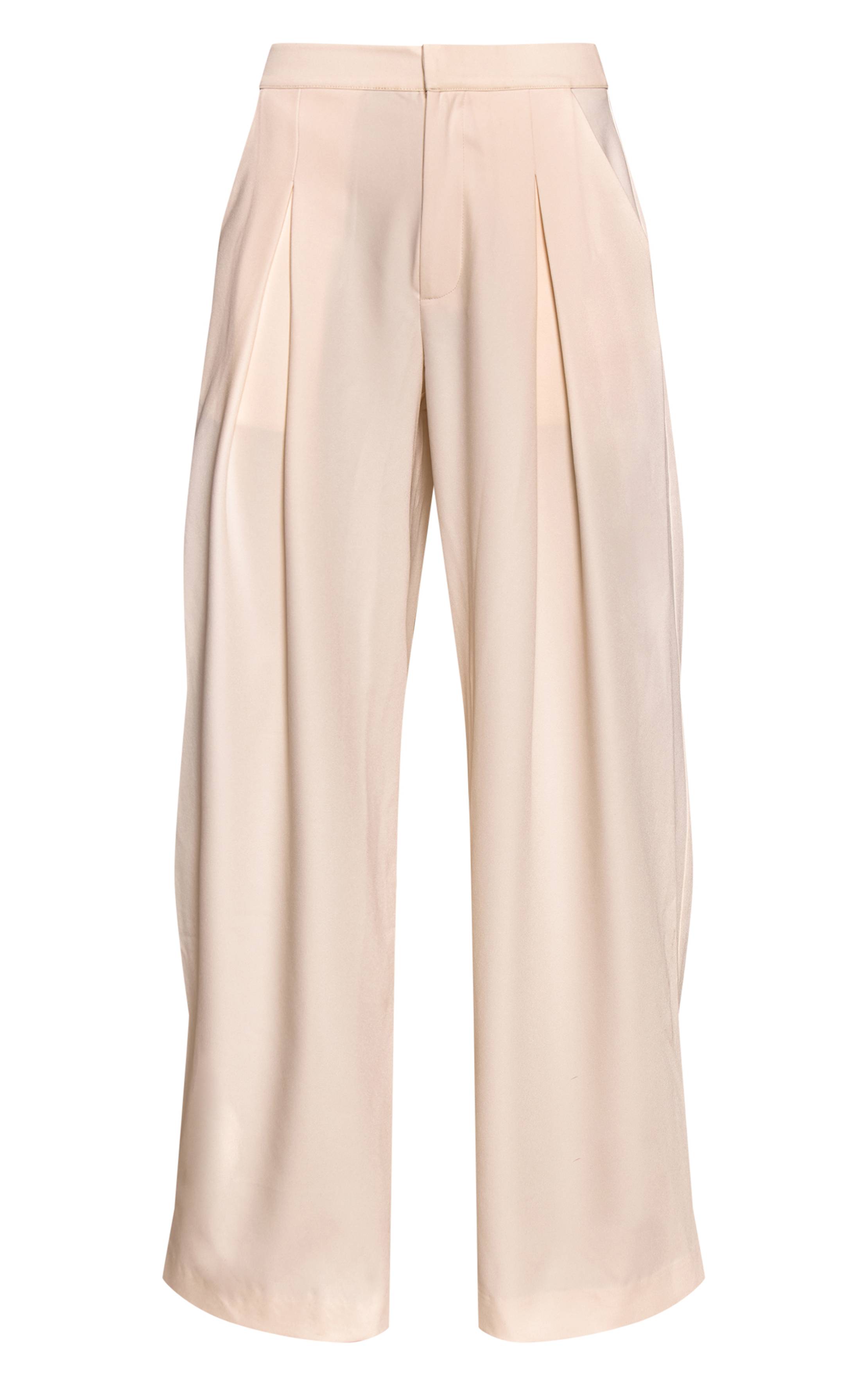 Amande Pantalon Large Plissé À Jambes Évasées Coupe Ajustée