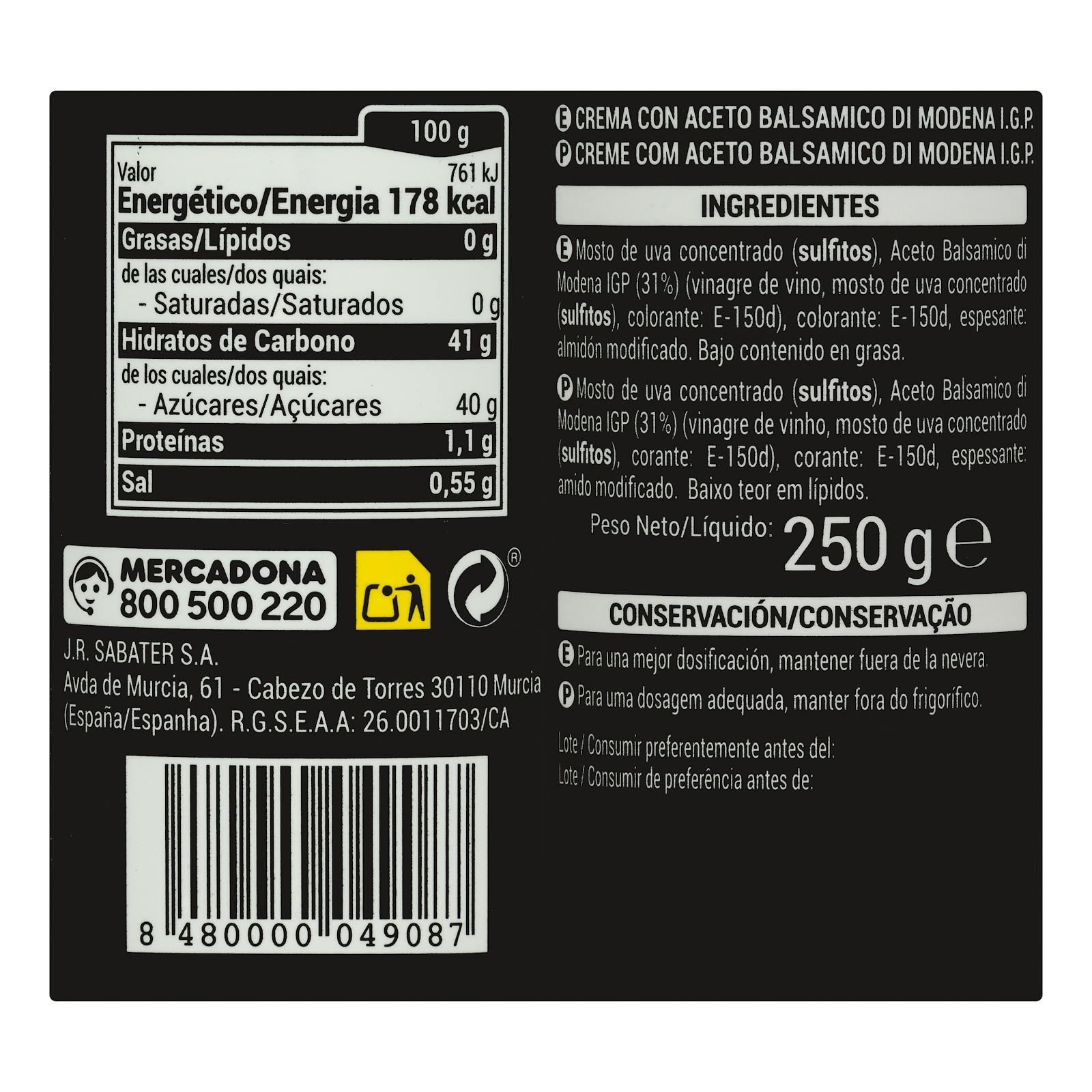 Crème de vinaigre balsamique de Modène Hacendado