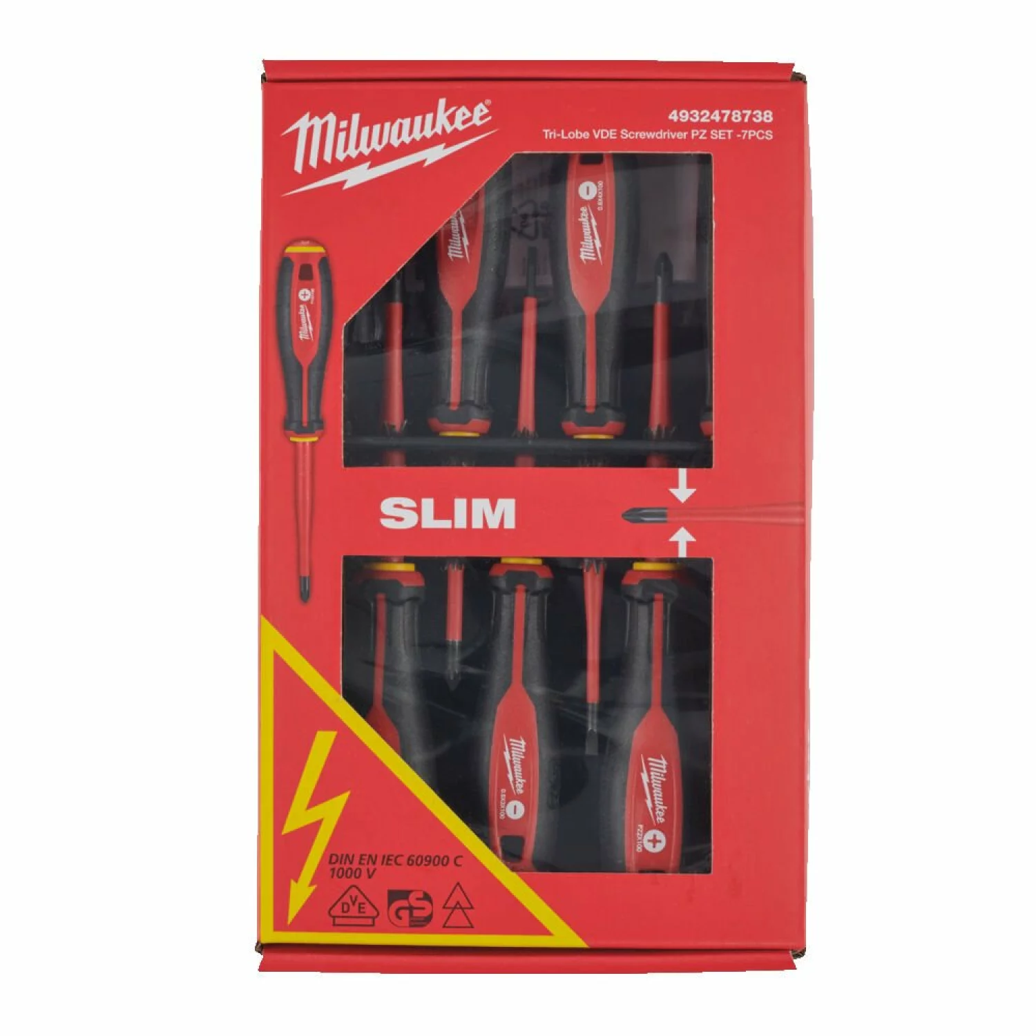 Milwaukee 4932478738 7-delige Tri-Lobe VDE Schroevendraaierset - Pozidriv