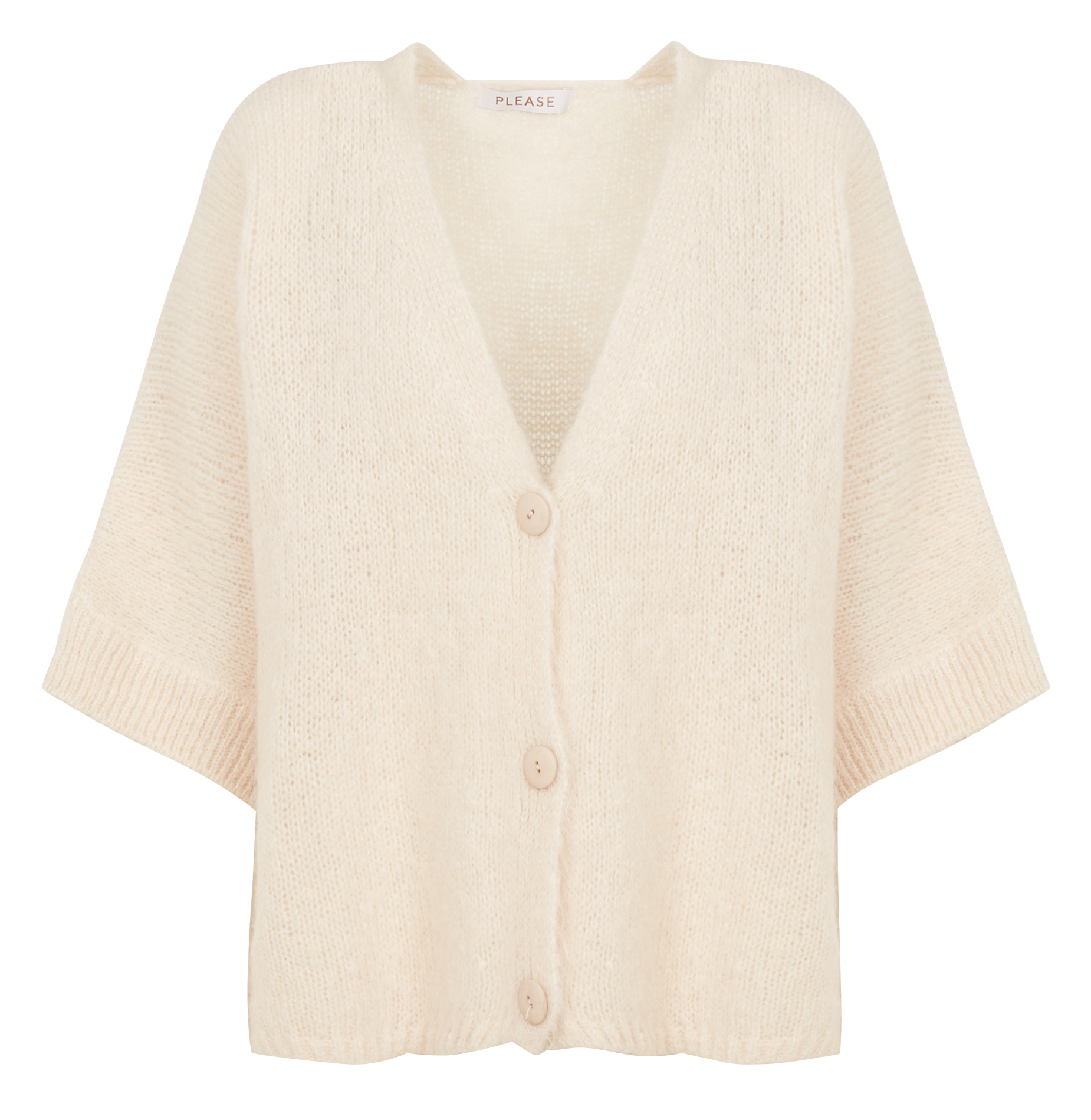 Gilet à col V ample en maille mélangée | Blanc