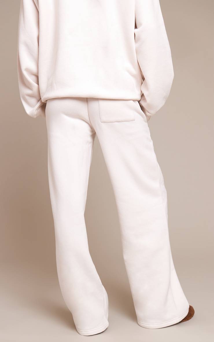 Crème Prettylittlething Pantalon De Jogging Droit En Molleton De Coton
