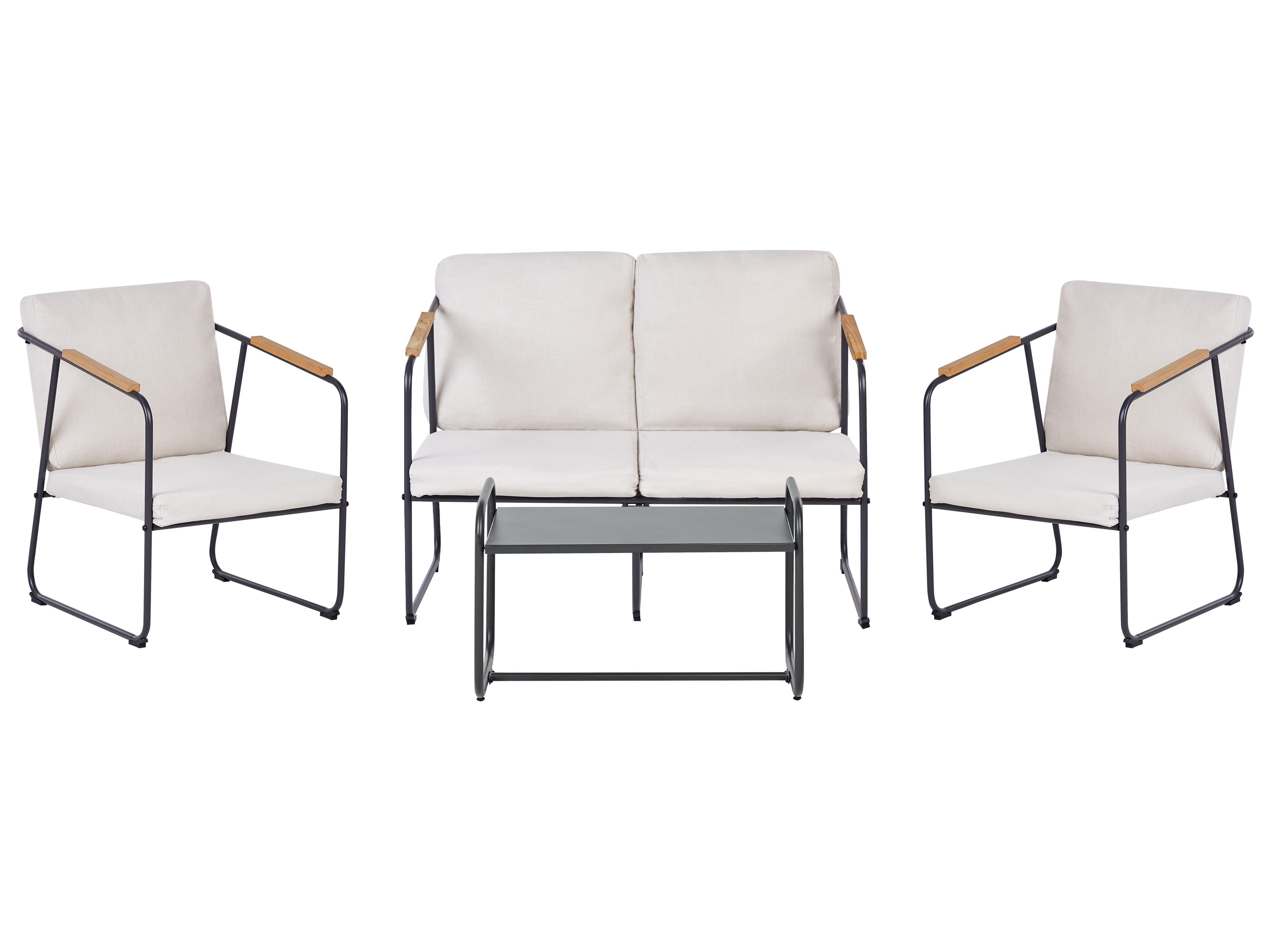 Loungeset met tafel 4-zits VEZZANA Metaal Lichtbeige