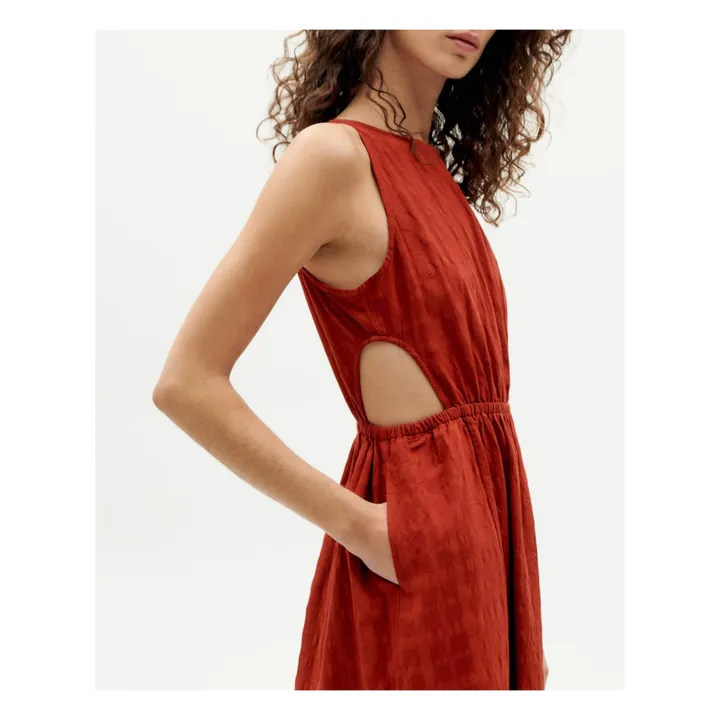 Thinking Mu Robe Kin Carreaux Coton Bio | Rouge brique