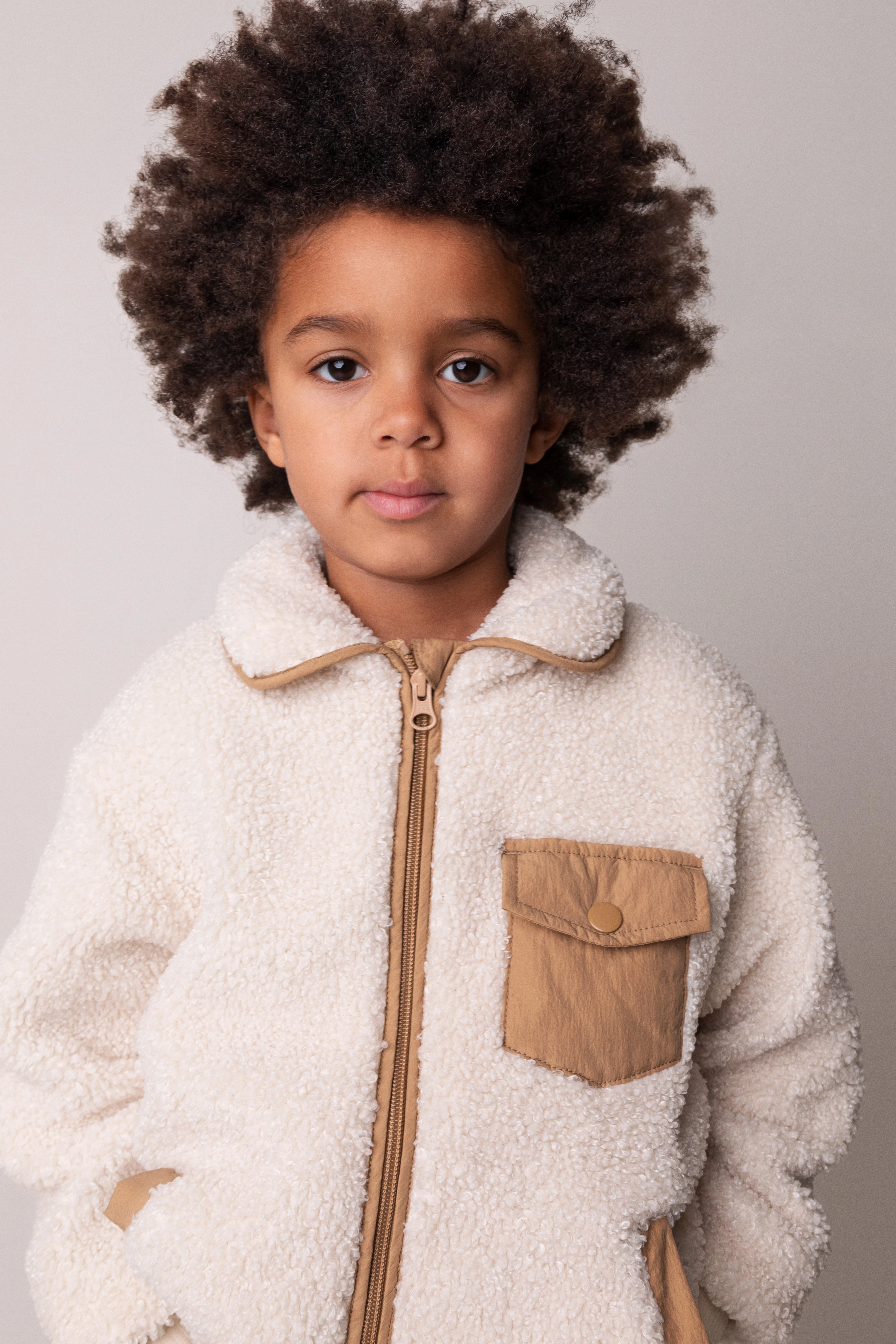 Teddy-Fleece Jacke OLDA in cumin block