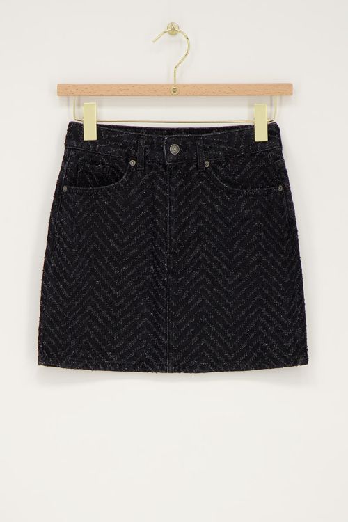 Zwarte jacquard denim rok