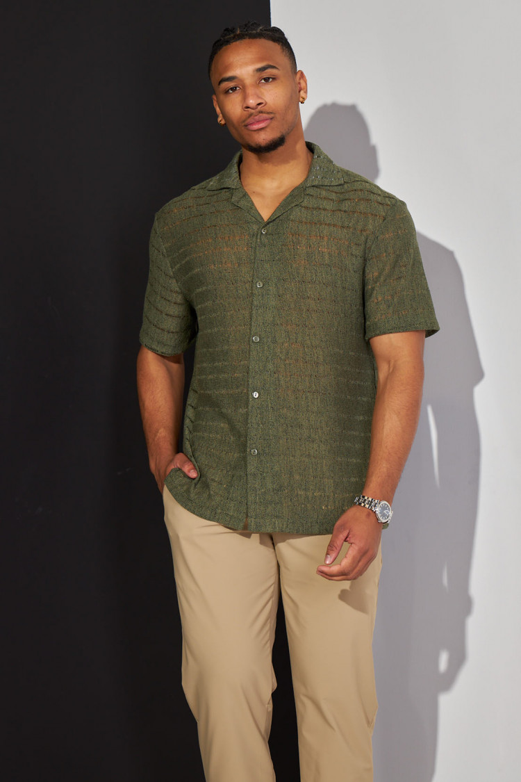 Chemise kaki ajourée