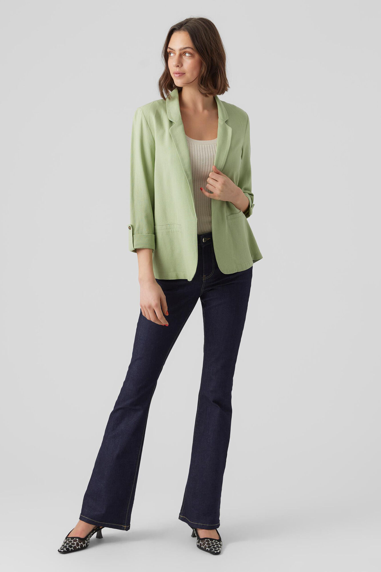 Blazer 3/4 Manga em Linho - Verde