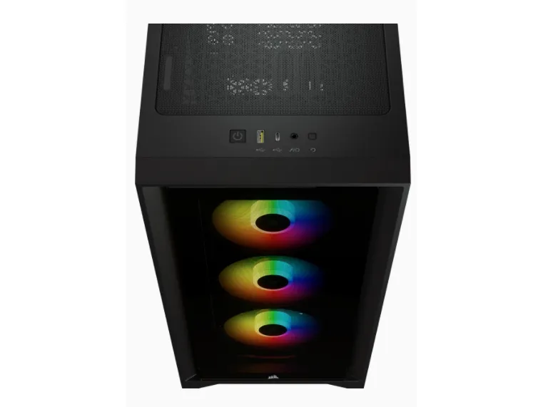 CORSAIR | iCUE 4000X RGB – Miditower - ATX - ingen strømforsyning - Sort - USB/Lyd