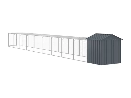 Poulailler avec cour anthracite 117x1017x123 cm acier galvanisé