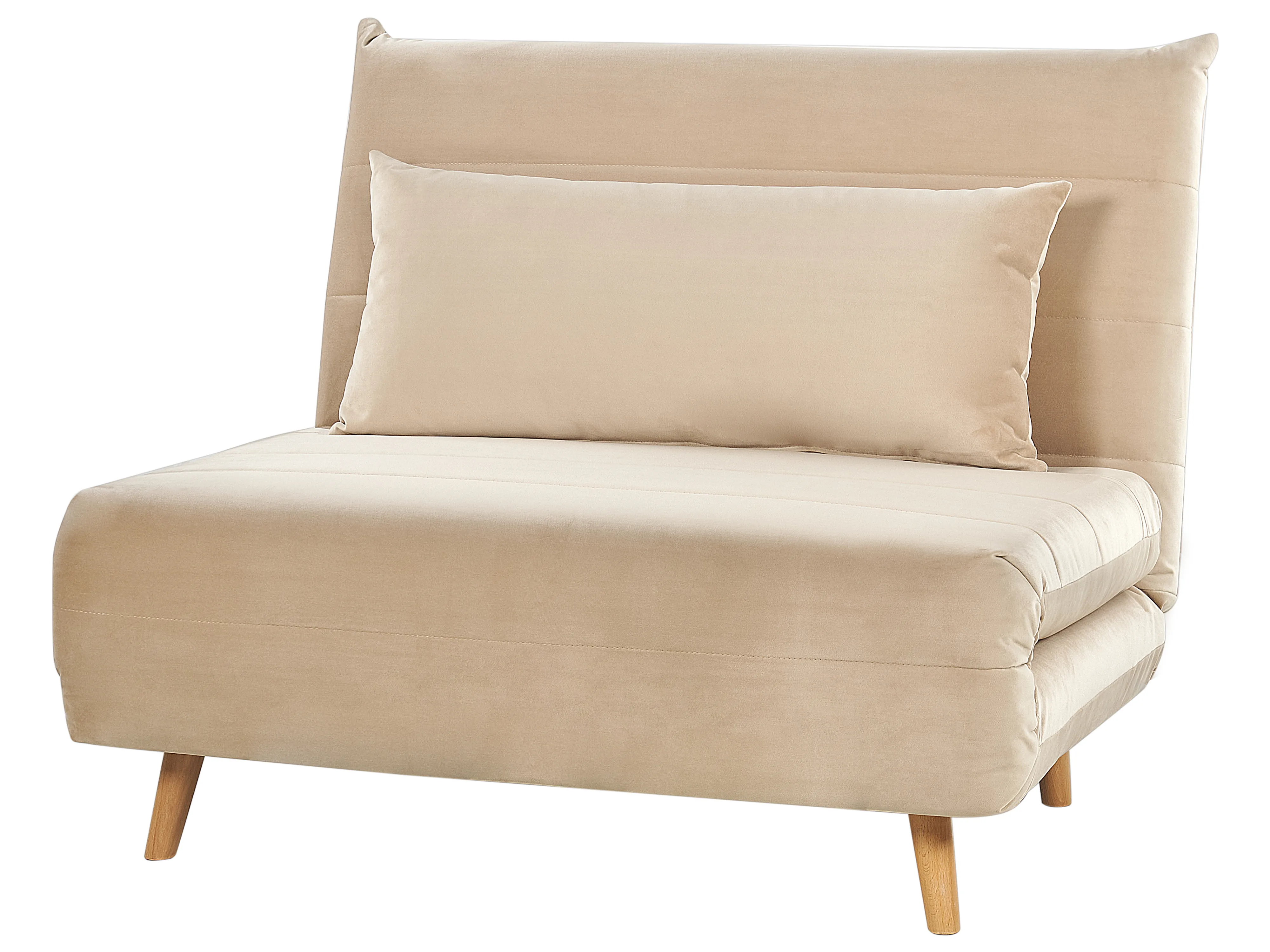 Eenpersoons slaapbank SETTEN Fluweel Zandbeige