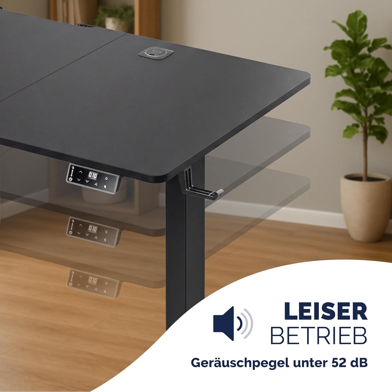 Casaria® Höhenverstellbarer Schreibtisch elektrisch 160 x 70 cm mit Wireless Charger & USB-C/A Anschluss LCD-Display Memory-Funktion 80 kg belastbar ergonomisch Schwarz