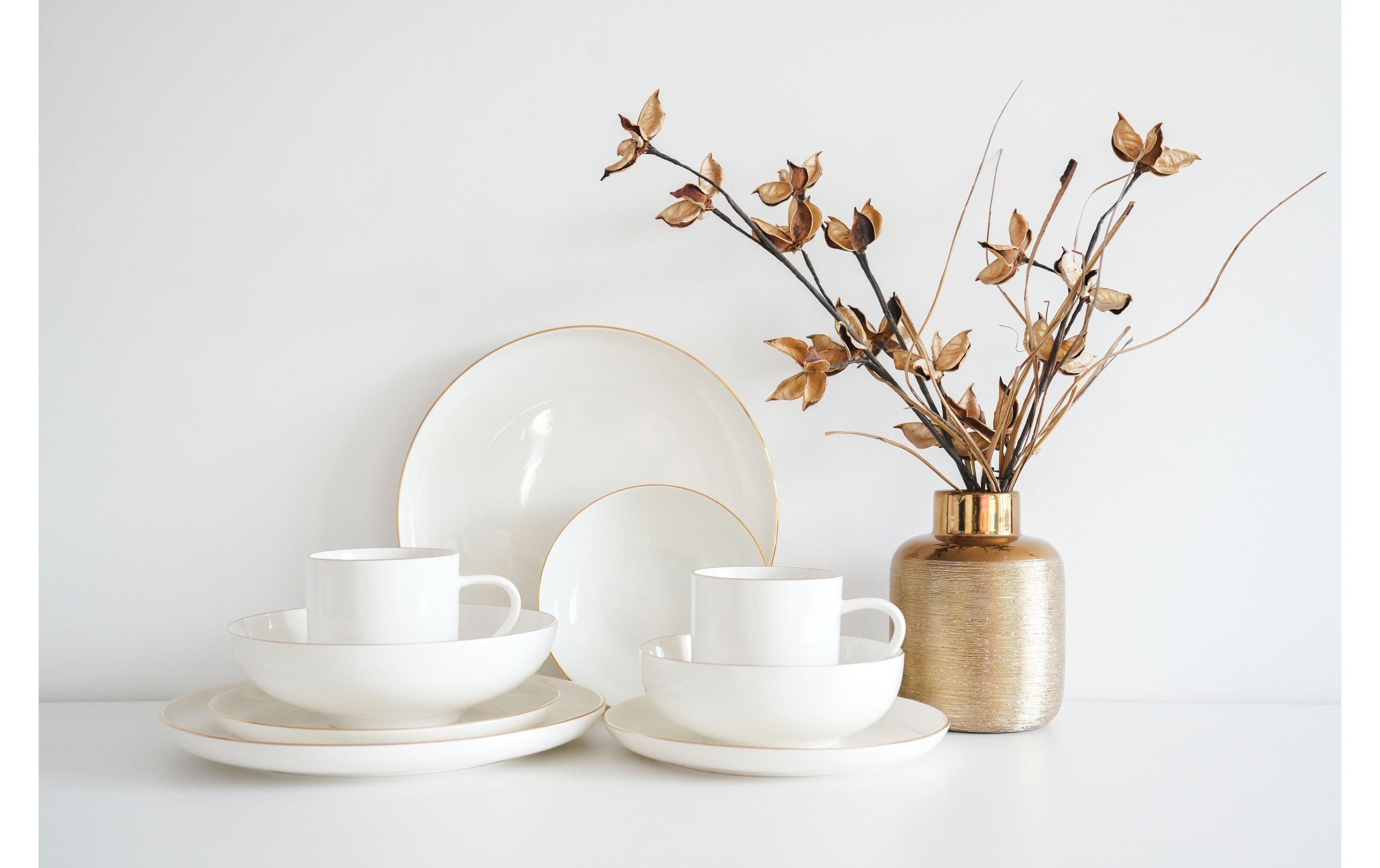Müslischale Ø 16 cm, 6 Stück, Weiss/GoldFrühstücksschalen