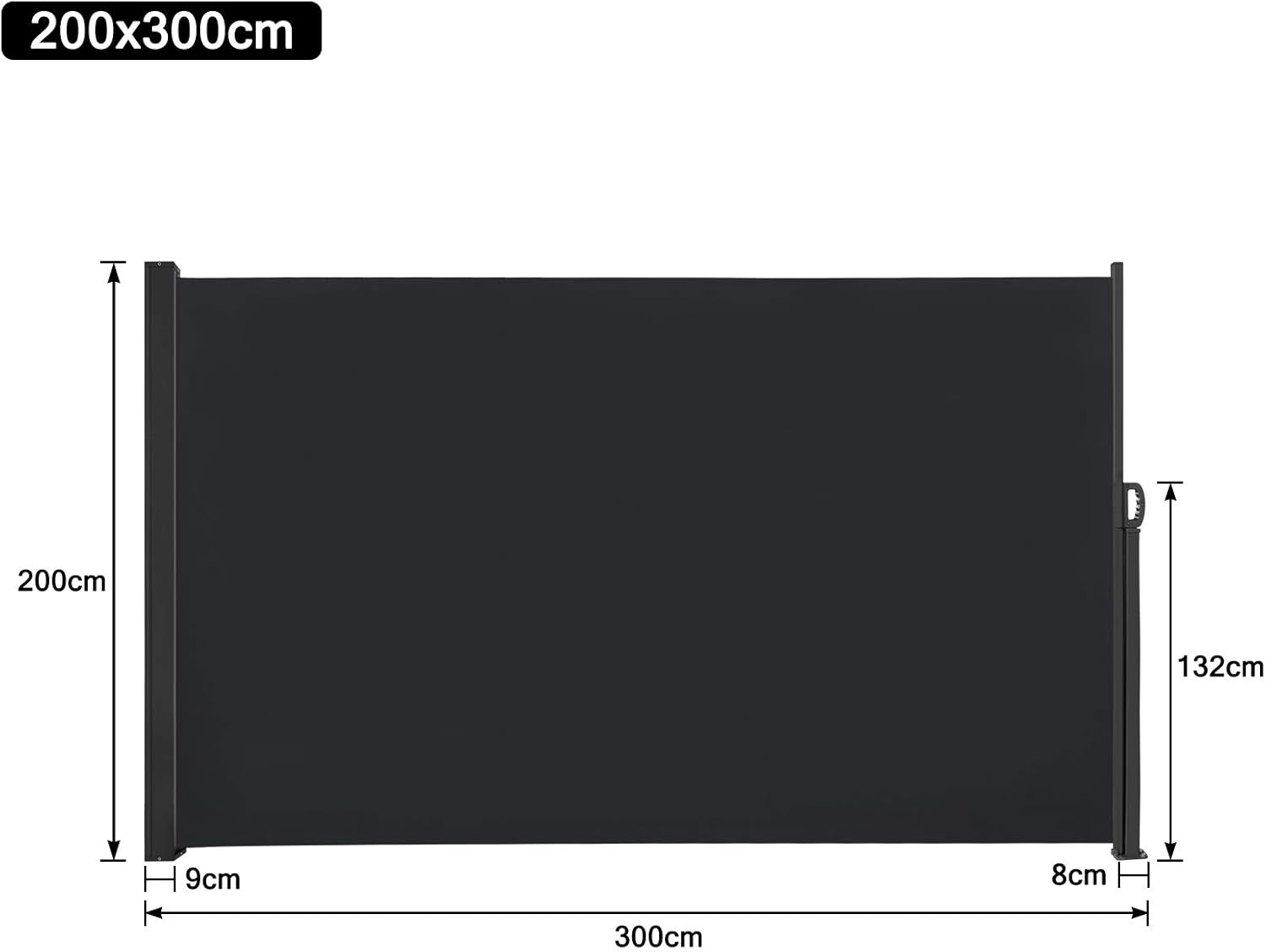 Seitenmarkise Sichtschutz Sonnenschutz Windschutz, Markisenstoff aus Polyester für Terrasse Camping seitlicher Windschutz (200x300cm, Anthrazit)