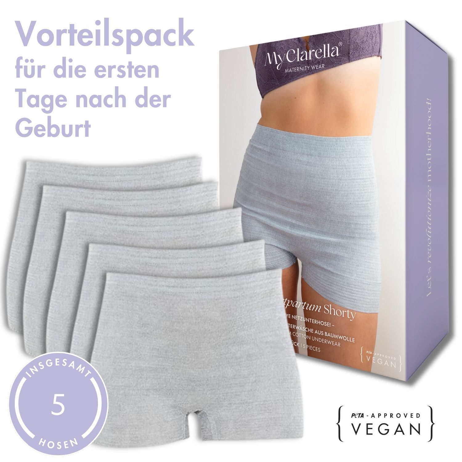 MyClarella® Wochenbett-Einwegunterwäsche Postpartum Shorty - Blickdicht, dehnbar, nahtlos, soft