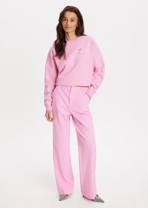 Sweater met print mon amour roze (ROS)