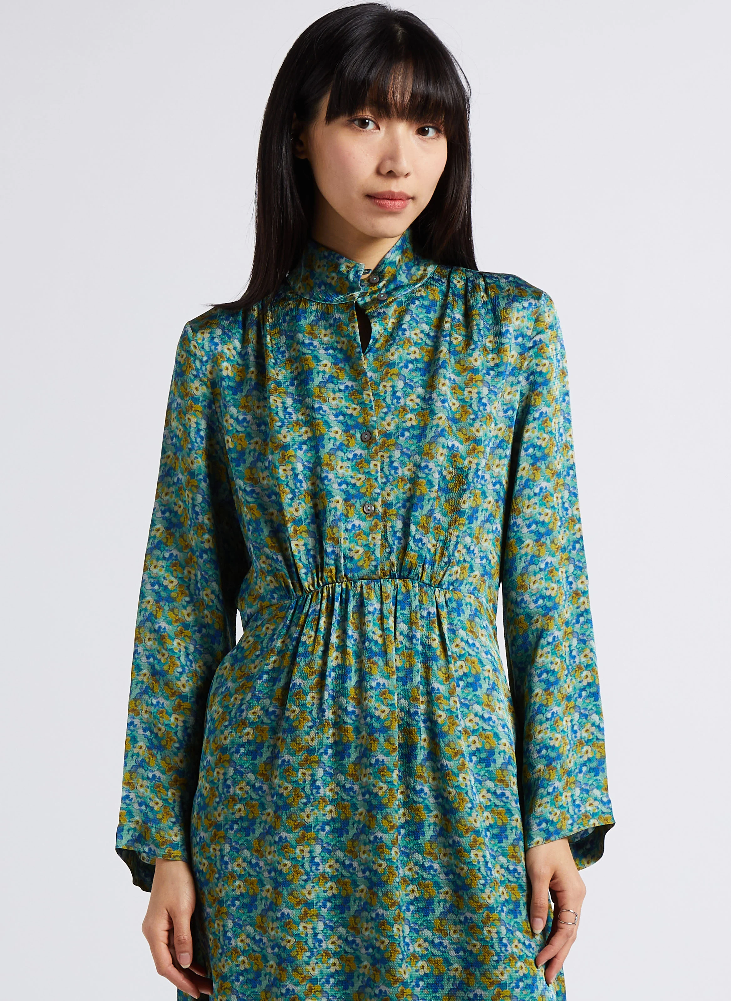 SAMBUCO - Robe longue à col montant | Vert