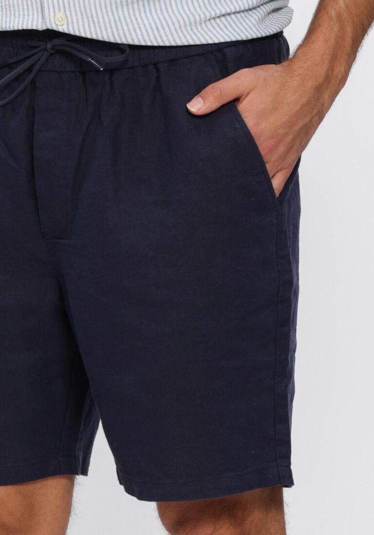 donkerblauwe les deux korte broek otto linen shorts