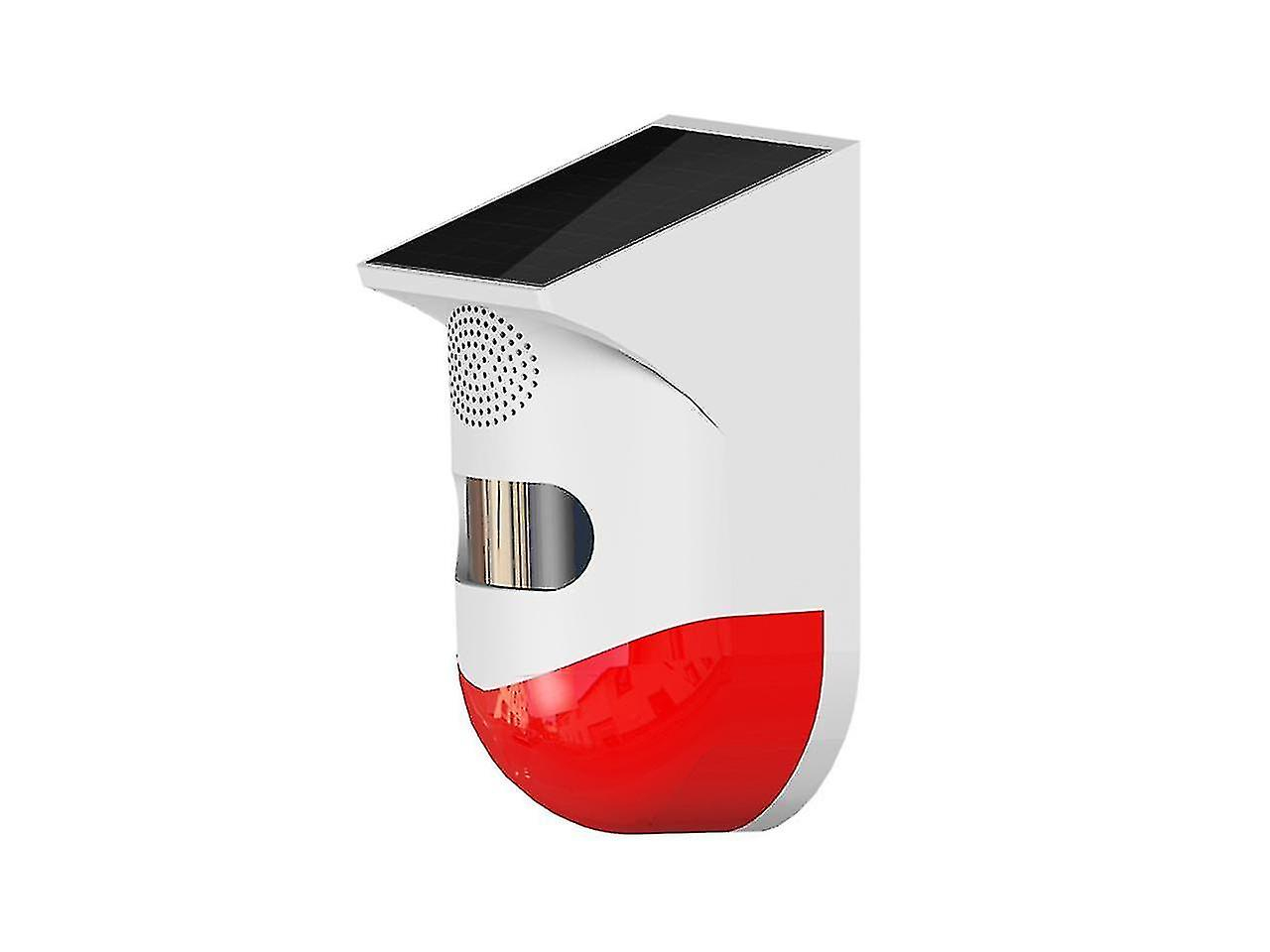 (100db) Solar Bewegungsmelder Anti-Einbruch Sensor Alarmanlage mit Sirene (IP67) - Weiss