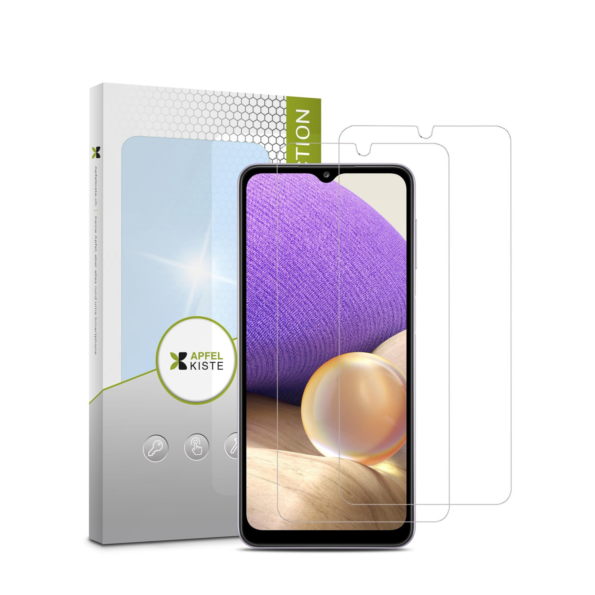 (2er Set) Samsung Galaxy A32 (4G) Panzer Glas Displayschutz Case Friendly