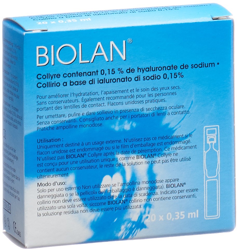 BIOLAN Gtt Opht Monodos 0.35 ml<br>20 × 0.35 ml, Monodosis, Augentropfen