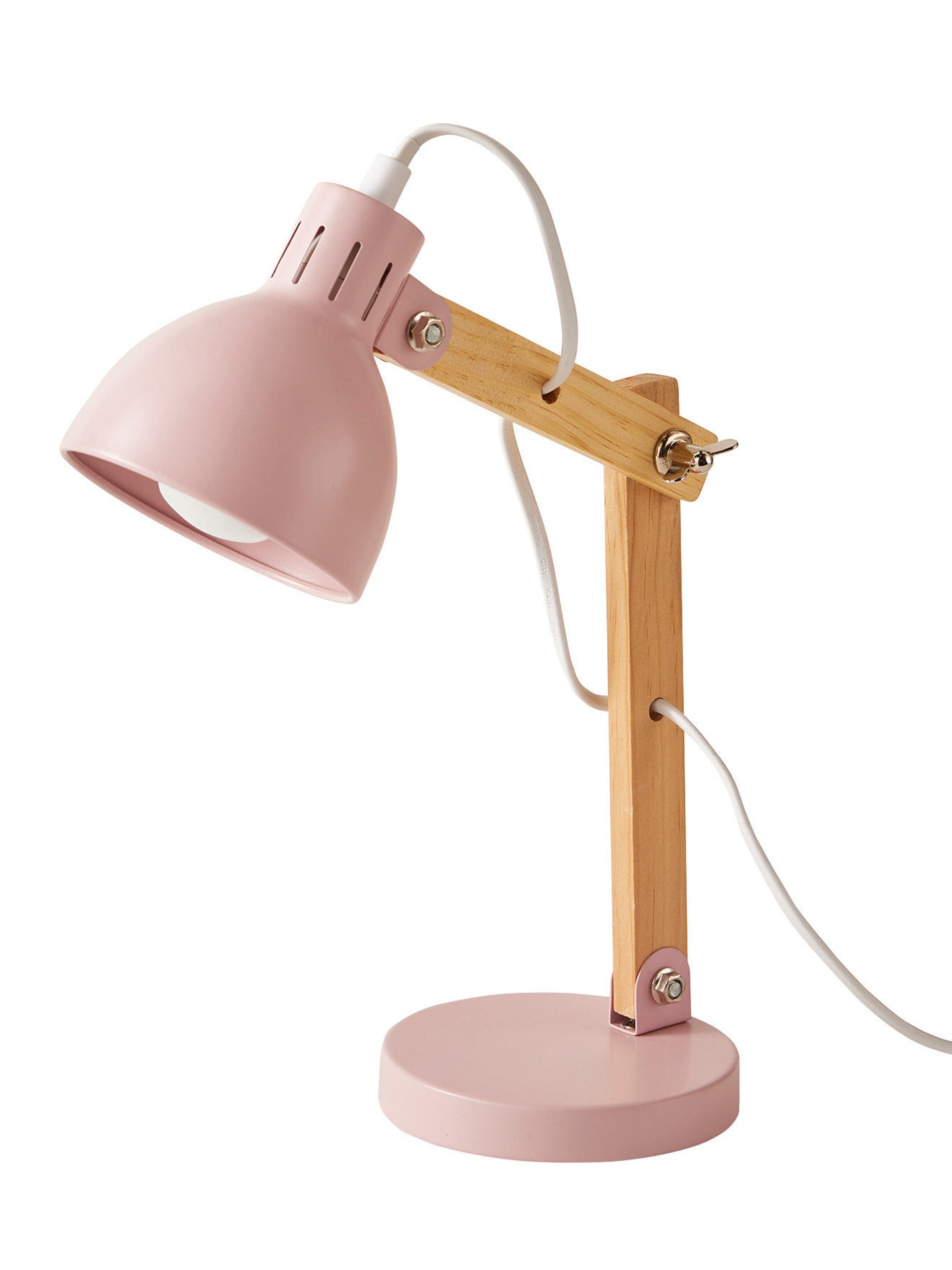 Vertbaudet Kinderzimmer Gelenk-Tischlampe aus Holz und Metall rosa