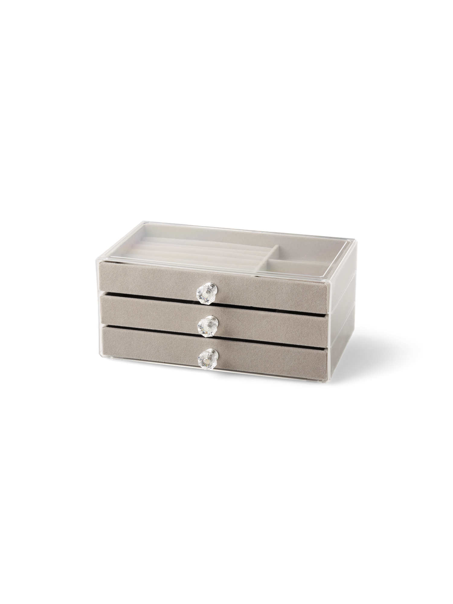 Smykkeskrin | 23,5 x 13,5 x 10,5 cm. | Grey, Clear