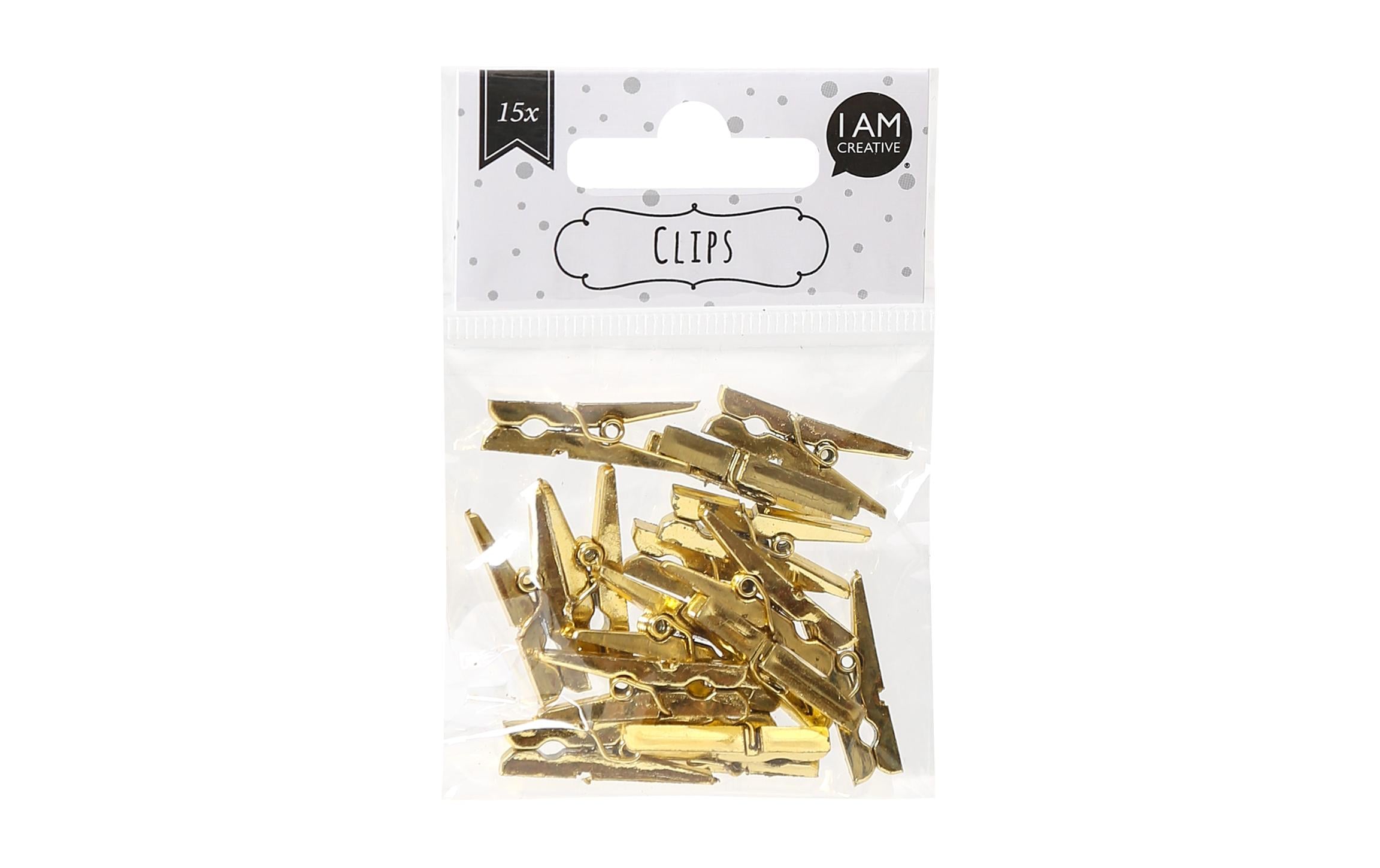 Klammer 4 x 30 mm 15 Stück, GoldDekoklammern