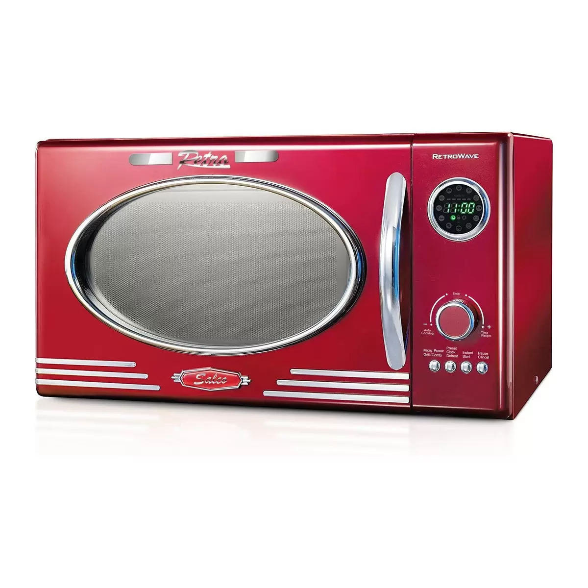 Mikrowelle mit Grill über 23 Salco SRM500 rot,silber