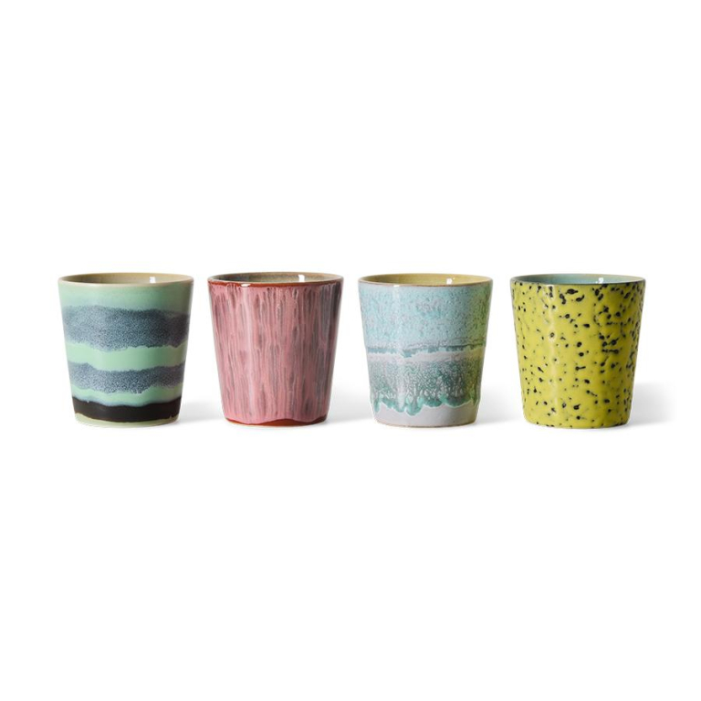 HKliving 70's Ceramic koffiemok set van 4 serendipity