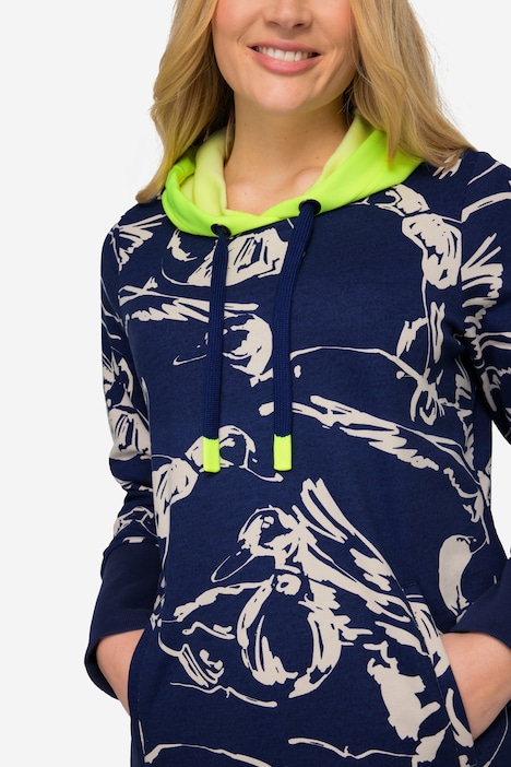 Sweatkleid, allover Print, Langarm