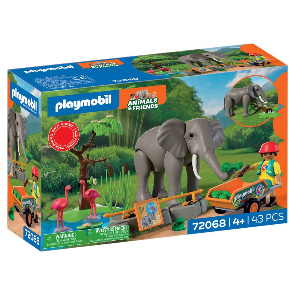 PLAYMOBIL Animal & Friends olifant met dierenverzorger 72068