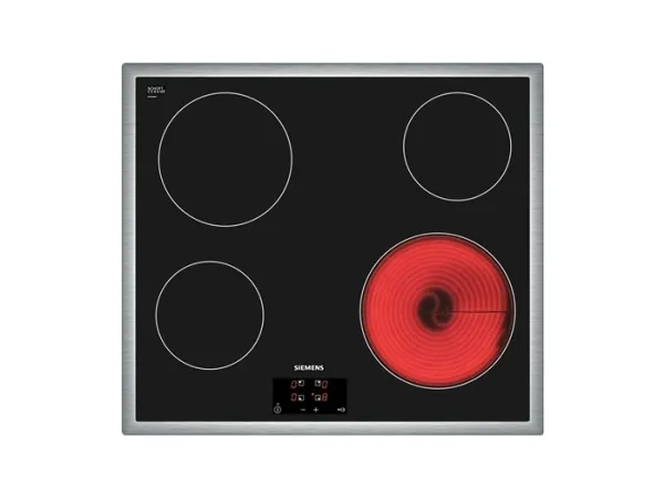 Siemens iQ100 ET645HE17 - Keramisk kogeplade - 4 plader - Niche - bredde: 56 cm - dybde: 49 cm - med rustfrit stål-pynt - sort/rustfrit stål