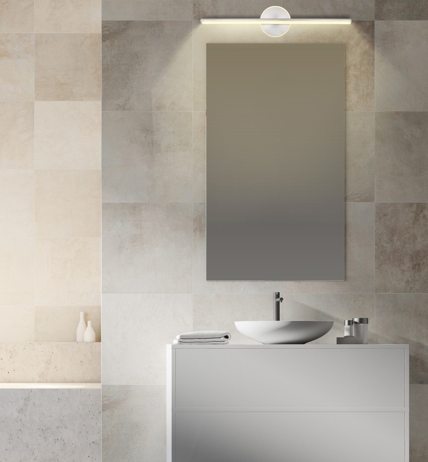 LED-Wandleuchte - Nickel matt - Metall - 61 cm