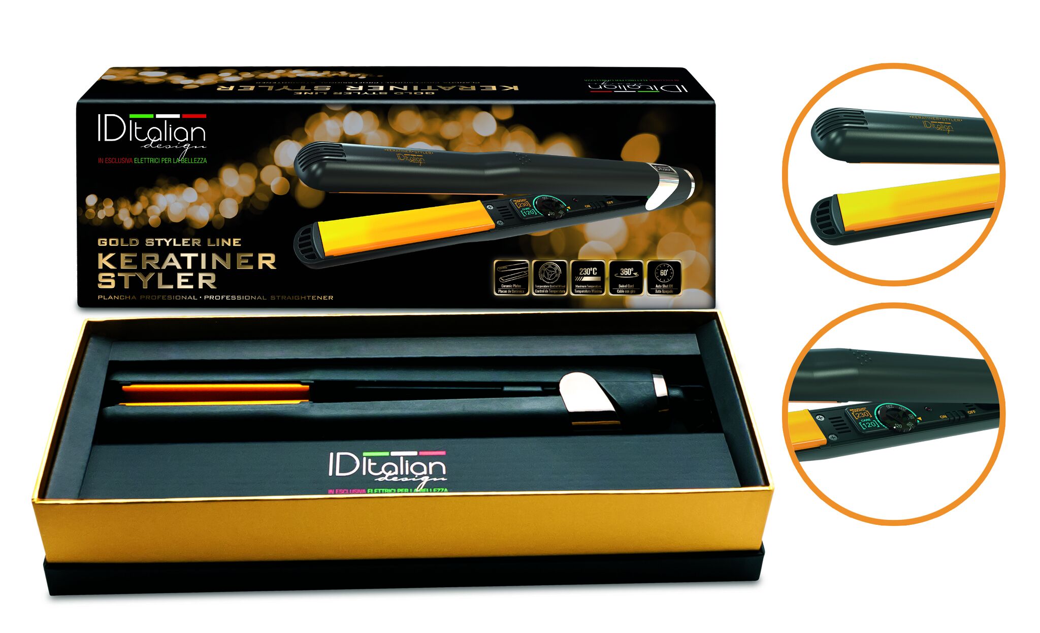 Italian Design Gold Styler Line Keratiner Styler Hair straightener